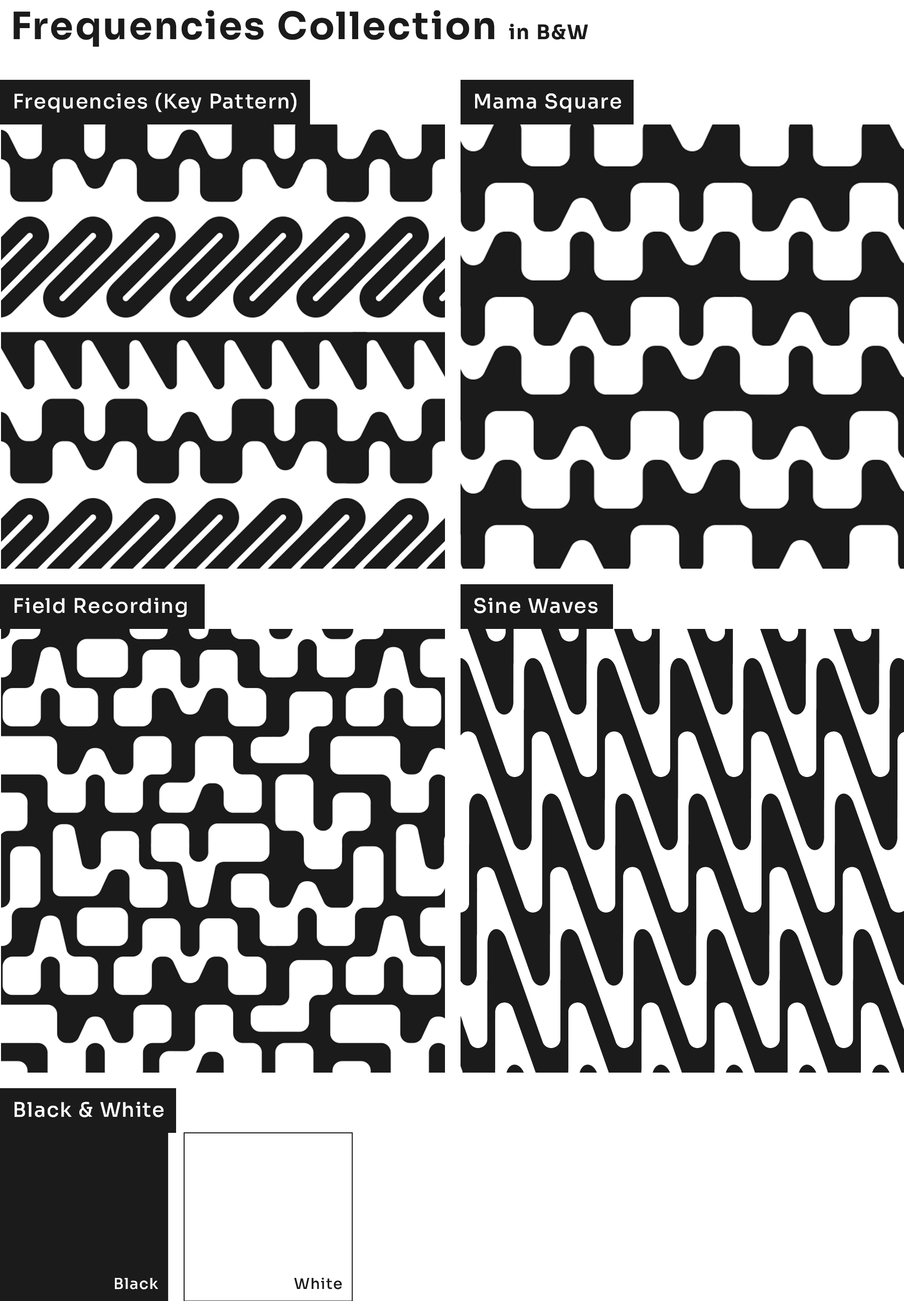 Frequencies pattern collection in black and white