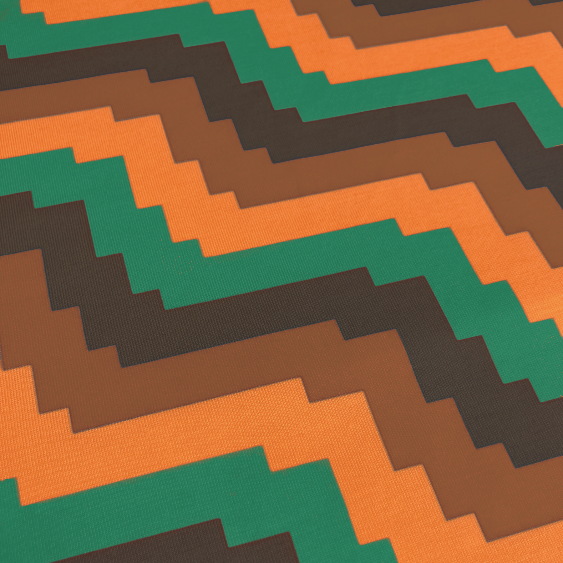 Wavy Pixel Stripe pattern in jewel and earth tones- emerald green orange tan, soil brown, and ash black brown