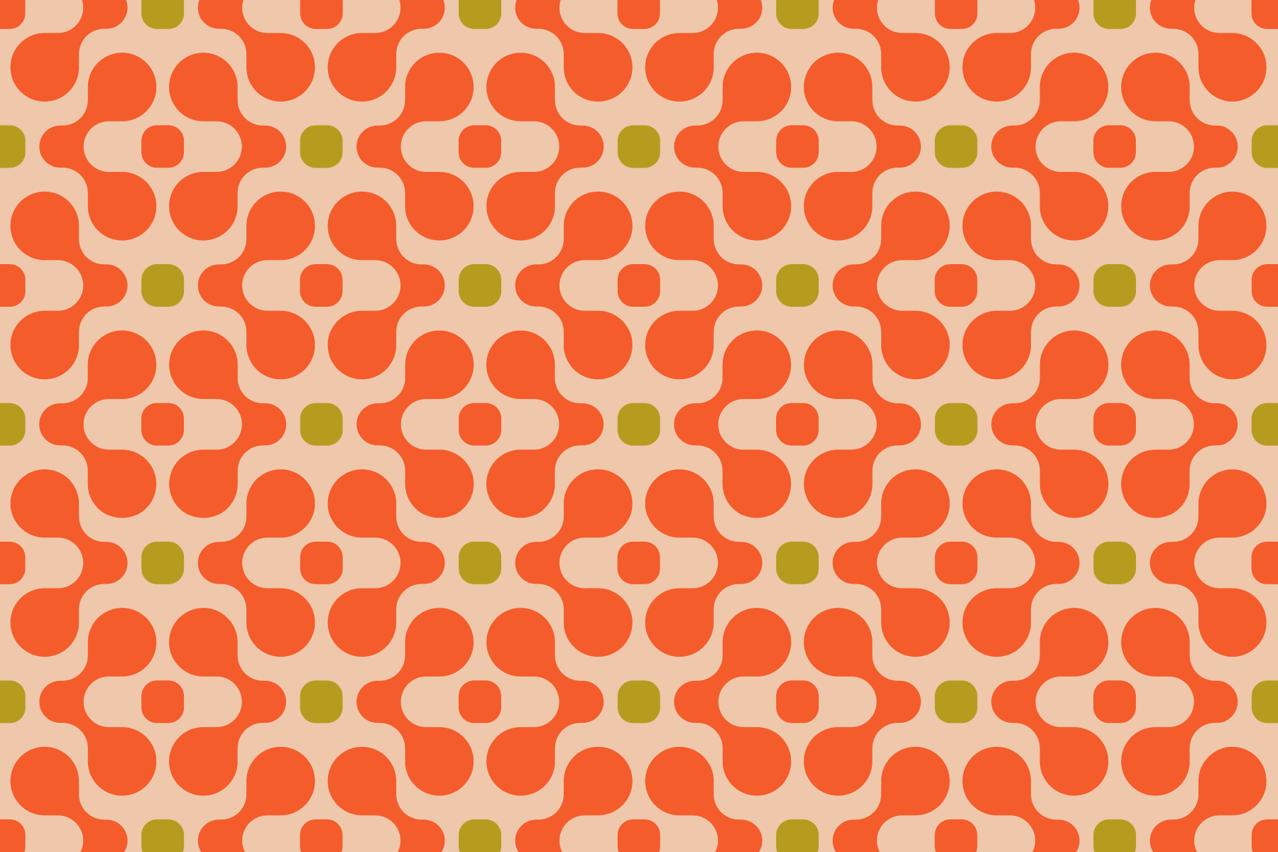 Temporal pattern (funky captive pearl pattern) in Macrame class (khaki, international orange, and avocado green)
